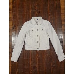 American Eagle Outfitters White Denim Jean Jacket Womens Size Small